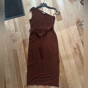 Topshop Elegant Brown One-Shoulder Dress